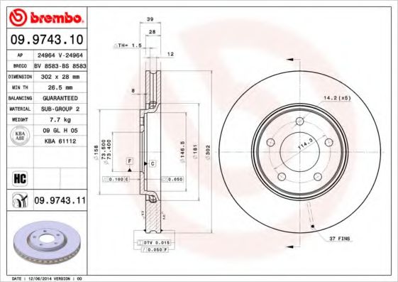 Гальмівний диск BREMBO арт. 09974311