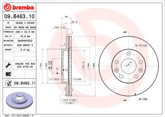 Тормозной диск Диск гальмівний BREMBO арт. 09B46310