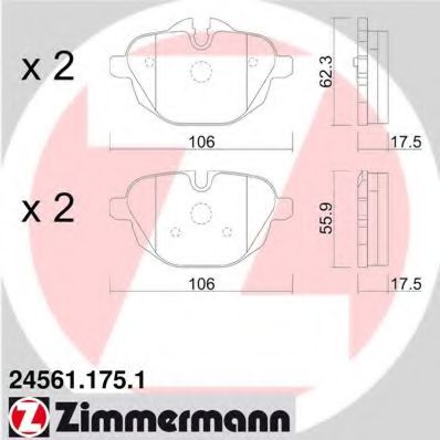 Колодки гальмівні дискові ZIMMERMANN арт. 245611751